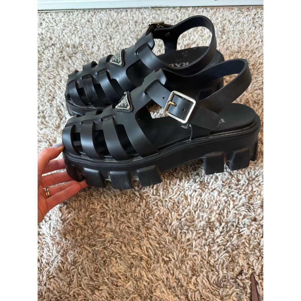 Prada 41 Rubber Monolith Sandals in Black - Picture 8 of 12